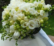 Svatební kytice s bílými fréziemi