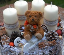 Adventní perníčková dekorace s medvídkem