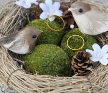 Ptáčci v hnízdě - dekorace na snubní prsteny
