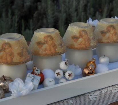 Adventní andělská dekorace s lampičkami