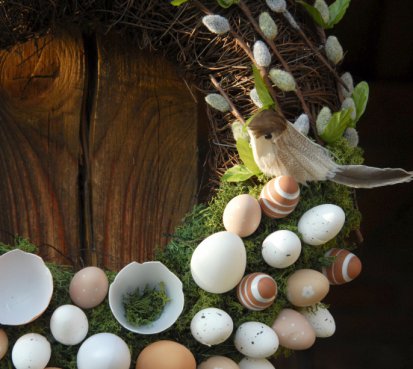 Jarní velikonoční věnec s ptáčky