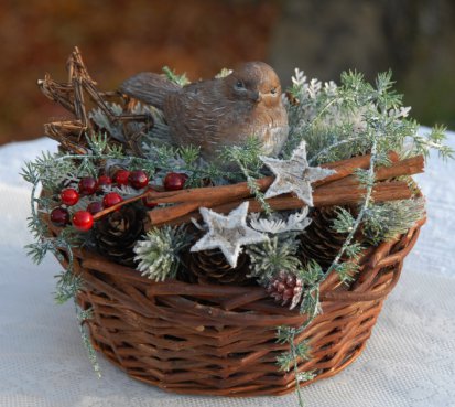 Vánoční dekorace s ptáčkem