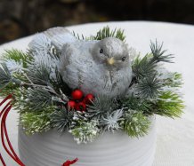 Zimní dekorace s ptáčkem I.