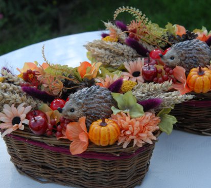 Podzimní košík s ježečkem
