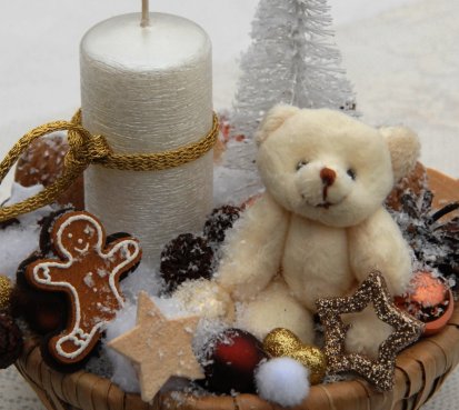 Vánoční svícen s medvídkem