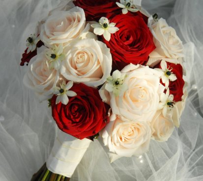 Svatební kytice s růžemi a snědkem