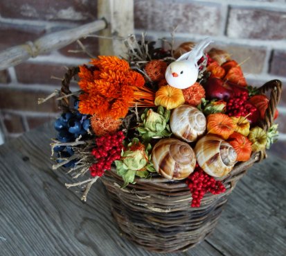 Podzimní dekorace v košíku