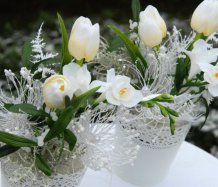 Dekorace vánoční - tulipány v krajce