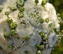 Svatební kytice s bílými pryskyřníky